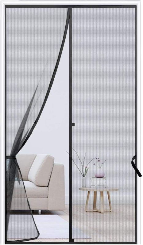 Photo 1 of Magnetic Screen Door 38 x 82 Reinforced Fiberglass Mesh Curtain Back Door Mesh with Full Frame Hook&Loop net Fits Door Size up to 38"x82" Max Grey (Magnetic Screen Door 38 x 83 Grey net)
