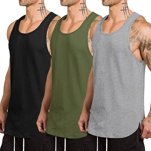 Photo 1 of COOFANDY Men's 3 Pack Quick Dry Workout Tank Top Gym Muscle Tee Fitness Bodybuilding Sleeveless T Shirt
