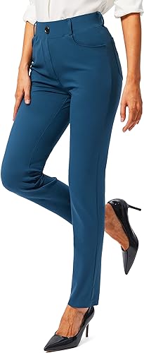 Photo 1 of Rammus Womens Yoga Dress Pants with Pockets Stretch Work Leggings for Women Pull On Skinny Slacks for Business Office Casual
