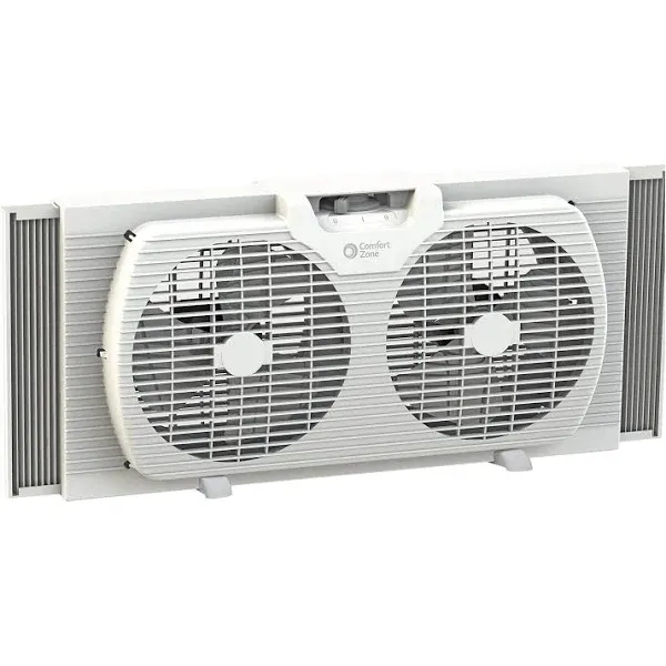 Photo 1 of "2-Speed dial control: choose between low or high air output options on this twin speed window fan to create gentle airflow or a brisk breeze"
"Auto-locking accordion expanders: this twin airflow window fan features auto-locking expanders
which can expand