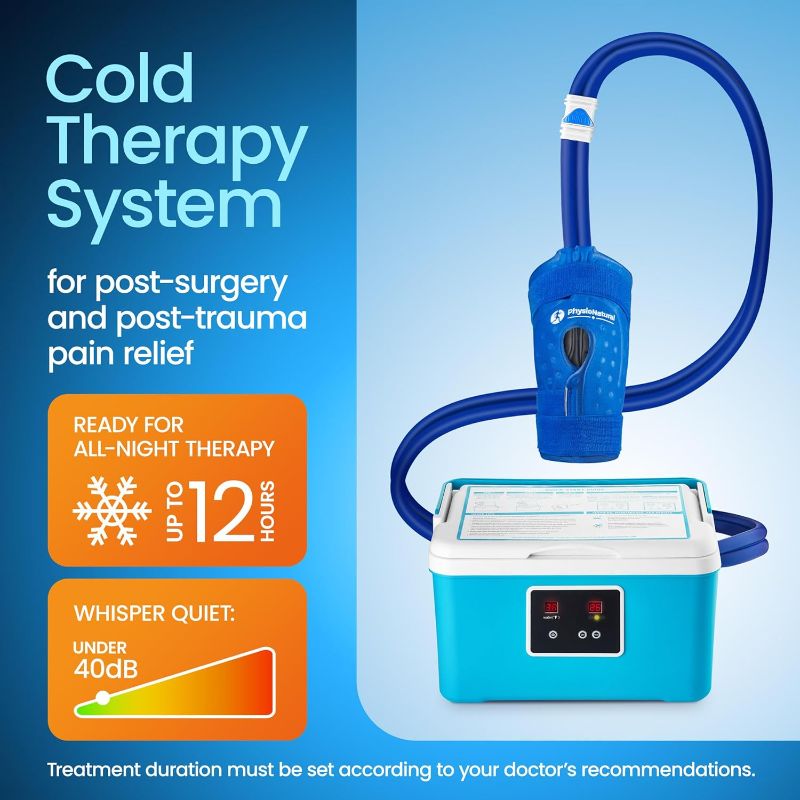Photo 3 of Cold Therapy Machine — Cryotherapy Freeze Kit System — for Post-Surgery Care, ACL, MCL, Swelling, Sprains, and Other Injuries - Wearable, Adjustable Knee Pad — Cooler Pump with Digital Timer
