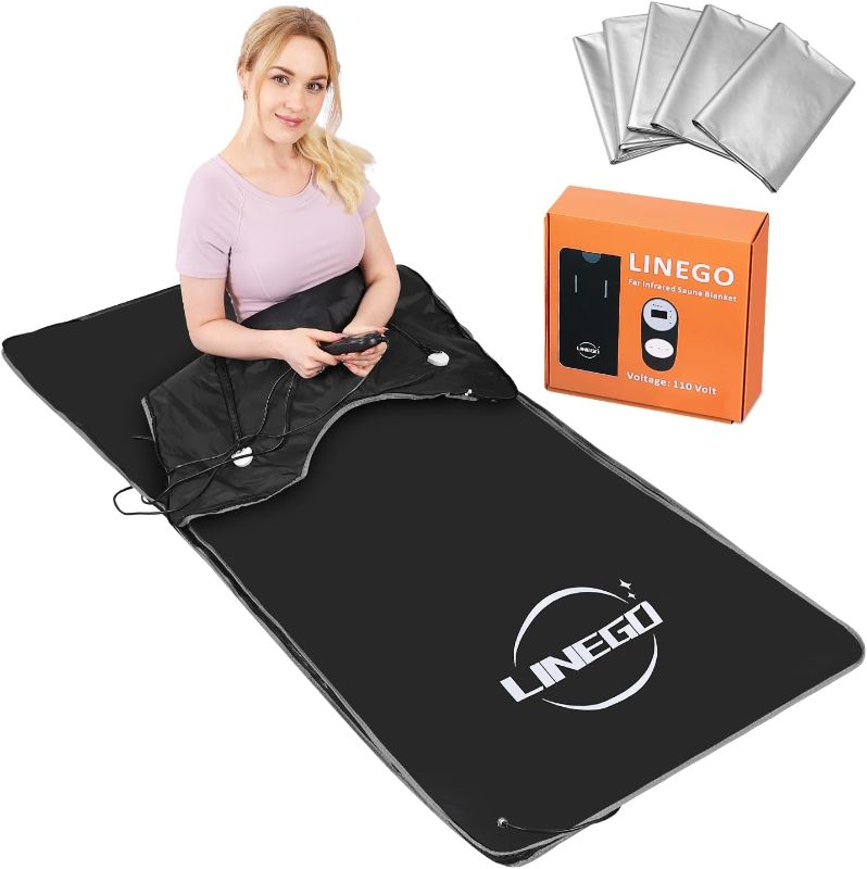 Photo 1 of Linego Far Infrared Sauna Blanket for Detoxification,Portable Infrared Sauna Blanket for Detox with Remote Control (Regular-Black)