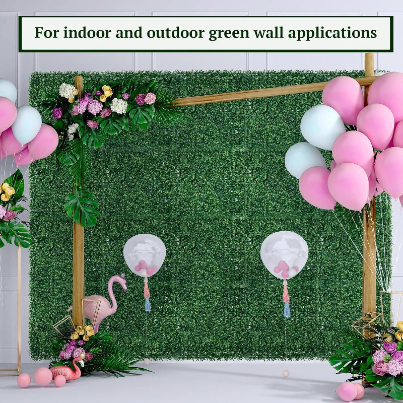 Photo 3 of Omldggr Artificial Grass Wall Panels, 16Pack 22x22 inch Artificial Boxwood Hedge Panels Grass Backdrop Wall with Zip Ties for Gardens, Fences, Backyards and Indoor Wall Decor