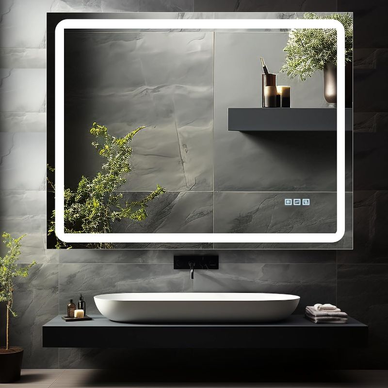 Photo 1 of DURASPACE 40 x 32 inch Led Lighted Bathroom Mirror Dimmable Vanity Wall Mirror Anti-Fog Memory Mirrors for Bathroom Vanity (Vertical/Horizontal)