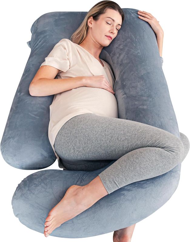 Photo 1 of Cute Castle Pregnancy Pillows, Soft U-Shape Maternity Pillow with Removable Cover - Full Body Pillows for Adults Sleeping - Pregnancy Must Haves - Jumbo 57 Inch - Grey
