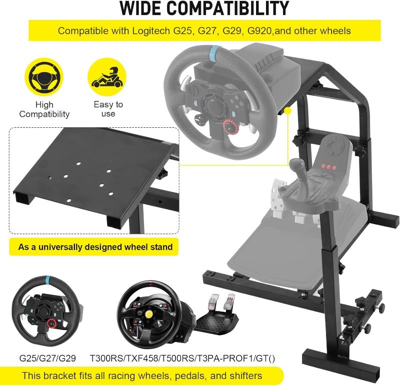 Photo 3 of Racing Wheel Stand Height Adjustable Driving Simulator Cockpit Compatible with Logitech G25, G27, G29, G920 Gaming Cockpit,Racing Wheel and Pedals Not Included