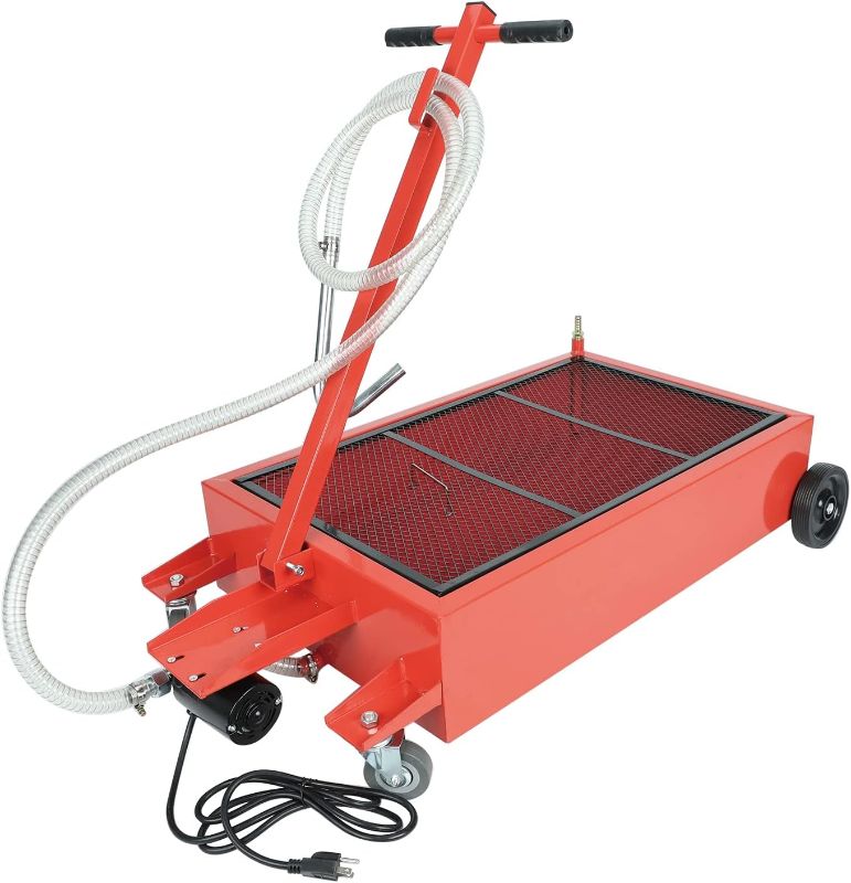 Photo 1 of ?Heavy-Duty?Heavy duty iron fuel tank with a large 17 gallon capacity ideal for capturing used fluids including oil, coolant and transmission fluid
?Universal Application?17 Gallon Oil Drain Pan Low Profile Dolly with 110V Electric Pump is designed for us