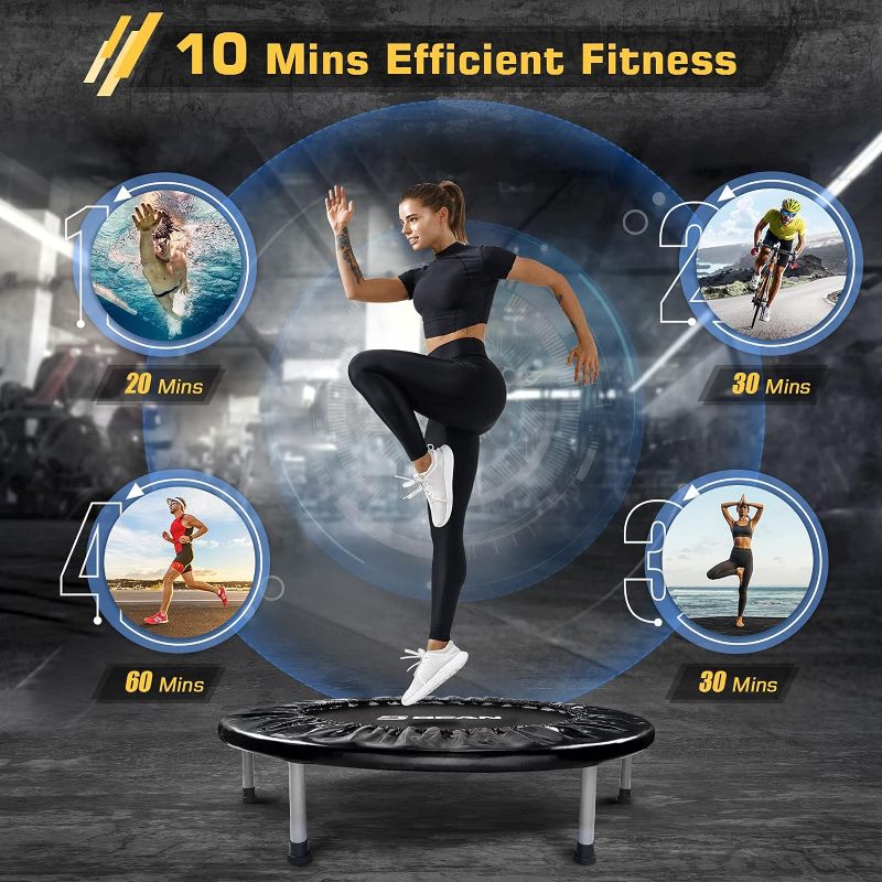 Photo 1 of BCAN 36/38" Foldable Mini Trampoline, Fitness Trampoline with Safety Pad, Stable & Quiet Exercise Rebounder for Kids Adults Indoor/Garden Workout Max 170lbs/300lbs