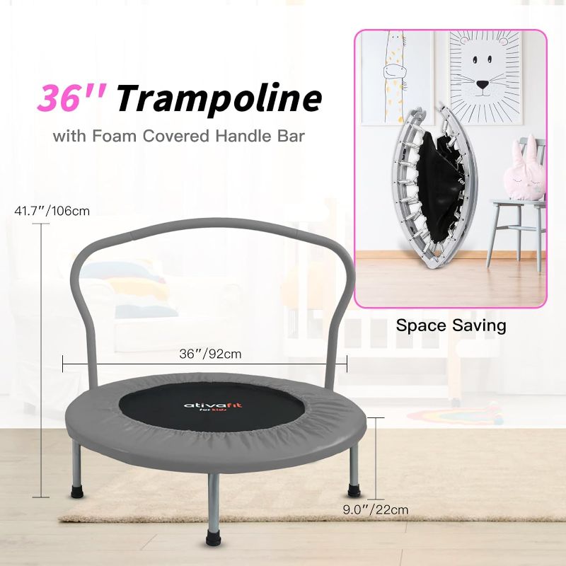 Photo 1 of Ativafit 36/40'' Fitness Trampoline for Kids and Adults Foldable Mini Trampoline with Comfortable Foam Handle Workout Indoor Outdoor Home Use