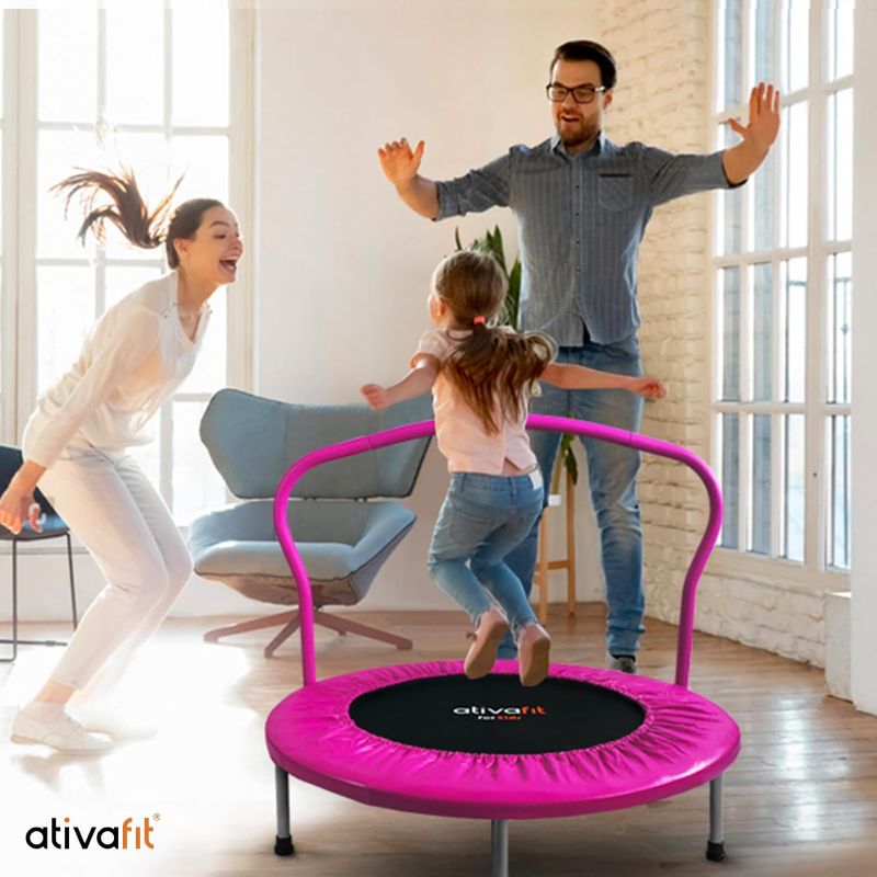 Photo 4 of Ativafit 36/40'' Fitness Trampoline for Kids and Adults Foldable Mini Trampoline with Comfortable Foam Handle Workout Indoor Outdoor Home Use