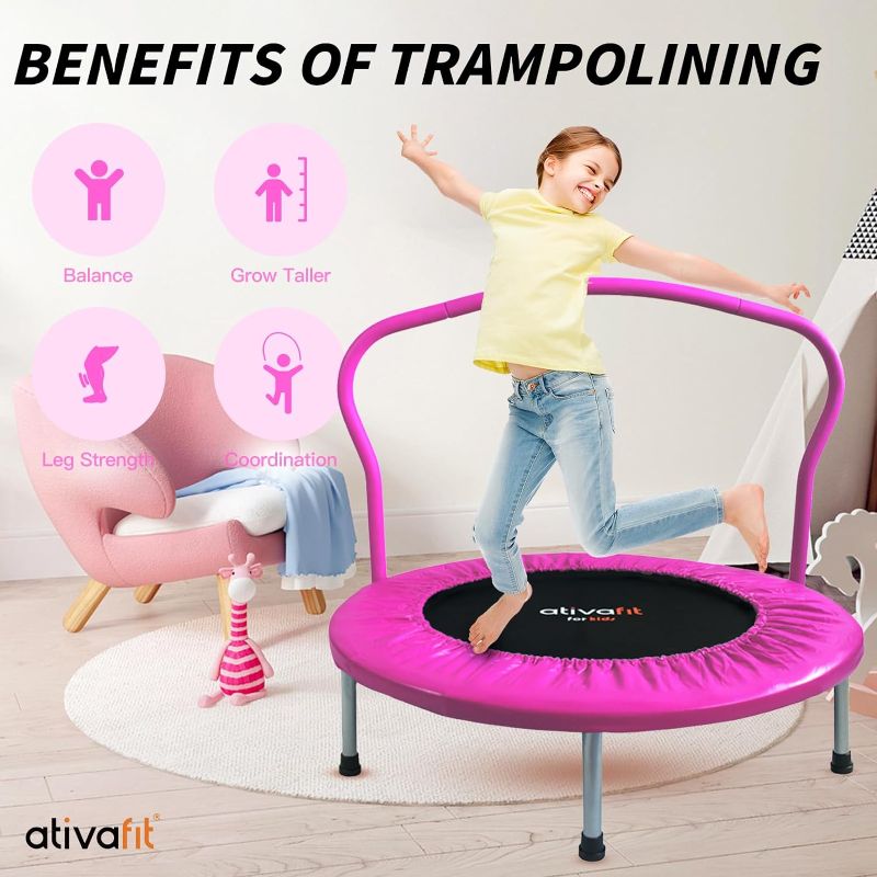 Photo 3 of Ativafit 36/40'' Fitness Trampoline for Kids and Adults Foldable Mini Trampoline with Comfortable Foam Handle Workout Indoor Outdoor Home Use