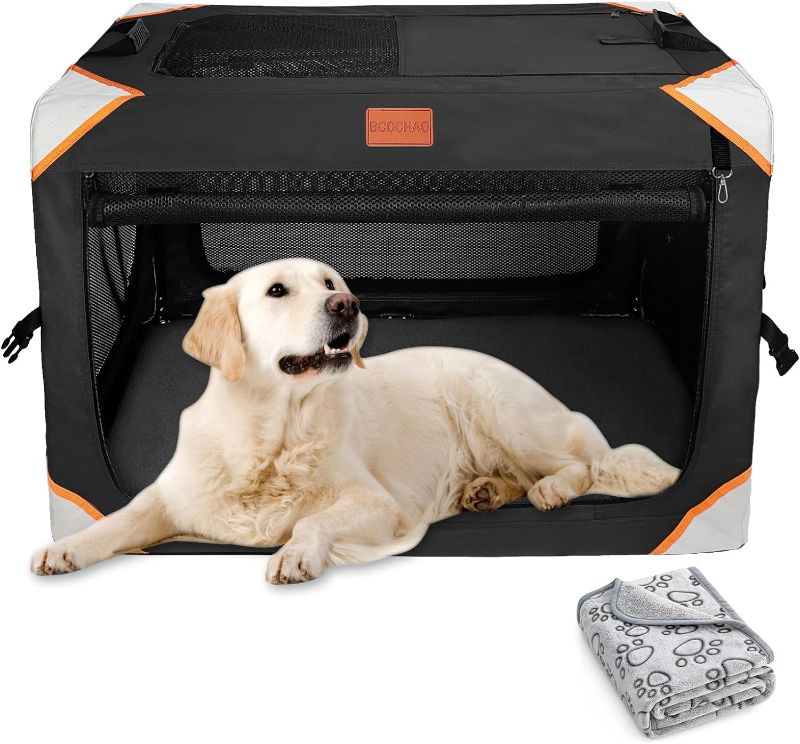 Photo 1 of BCOCHAO Collapsible Dog Crate-Portable Dog Crates for Large Dogs,4-Door Portable Pet Travel Crate,Sturdy/Breathable/Comfortable,Indoor & Outdoor & Car Back Seat;Soft Dog Blanket