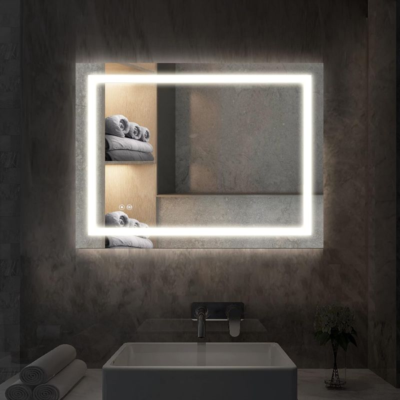 Photo 1 of ILLUCID Vanity Mirror with Lights Wall Mounted 24x18 inch Dimmer & Defogger Crystal Clear & Shatterproof LED Bathroom Mirror for Vertical or Horizon Hard Wired