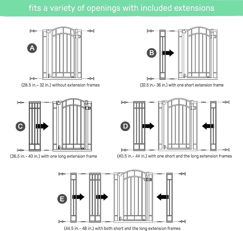 Photo 2 of Summer Infant Multi-Use Decorative Extra Tall Safety Pet and Baby Gate, 28.5'-48' Wide, 36' Tall,Pressure or Hardware Mounted,Install on Wall or Banister in Doorway or Stairway,Auto Close Door-Bronze