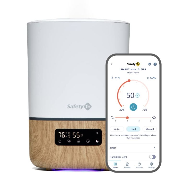 Photo 1 of Safety 1st Connected Smart Humidifier Ñ 1 Gallon (3.8L) Tank Size, Cool Mist Humidifier with Hygrometer and Nightlight, and Whisper Quiet for Baby Bedroom, Nursery, iOS and Android Compatible