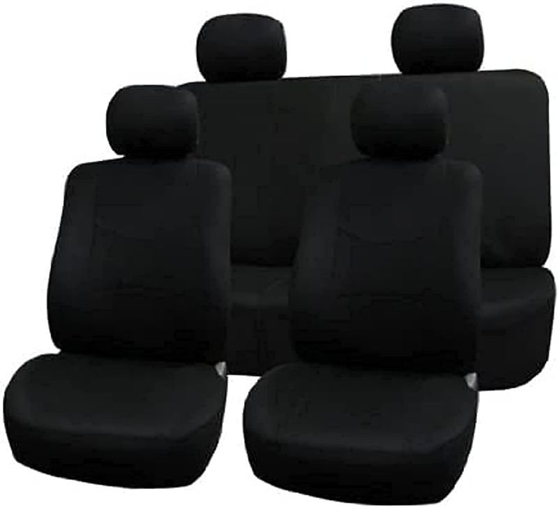Photo 1 of FH Group Car Seat Covers Full Set Cloth - Universal Fit Automotive Seat Covers, Low Back Front Seat Covers, Solid Back Seat Cover, Washable Car Seat Cover For SUV, Sedan And Van Black