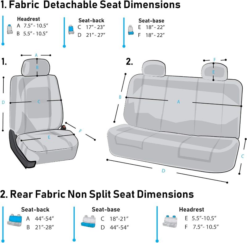 Photo 4 of FH Group Car Seat Covers Full Set Cloth - Universal Fit Automotive Seat Covers, Low Back Front Seat Covers, Solid Back Seat Cover, Washable Car Seat Cover For SUV, Sedan And Van Black