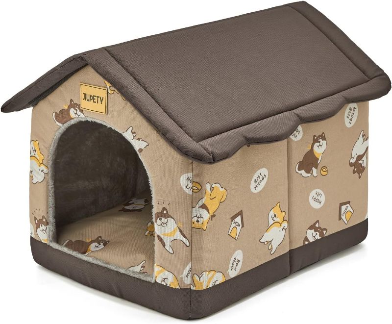 Photo 1 of Jiupety Cozy Pet Bed House, Indoor/Outdoor Pet House, L Size for Cat and Medium Dog, Warm Cave Sleeping Nest Bed for Cats and Dogs, Brown
