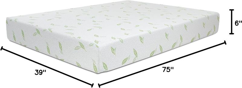 Photo 2 of NapQueen Twin Size Mattress, 6 Inch Anula Green Tea Infused Memory Foam Mattress, Twin Size Mattress Bed in a Box, CertiPUR-US Certified Mattress