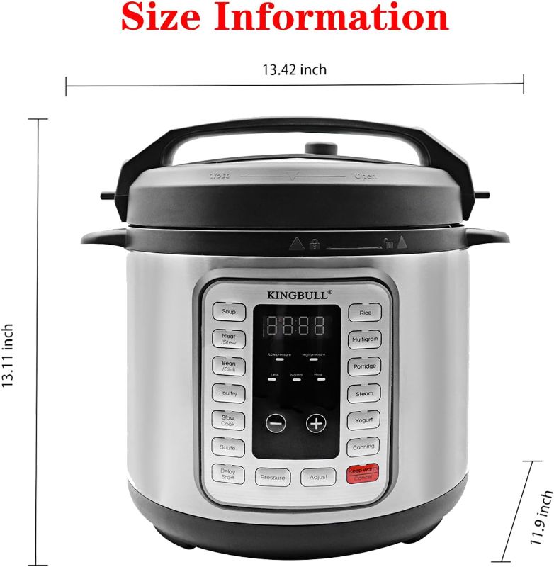 Photo 2 of KINGBULL 12-in-1 Electric Pressure Cooker, Instant Multi-Use Non-Stick Pot, Slow Cooker, Rice Cooker, Steamer, Sauté, Yogurt Maker, Warmer &Delay Start,LED Screen& Manual(6QT)