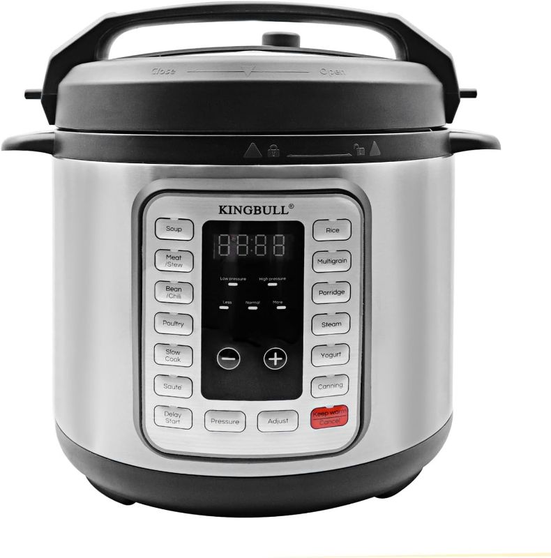 Photo 1 of KINGBULL 12-in-1 Electric Pressure Cooker, Instant Multi-Use Non-Stick Pot, Slow Cooker, Rice Cooker, Steamer, Sauté, Yogurt Maker, Warmer &Delay Start,LED Screen& Manual(6QT)