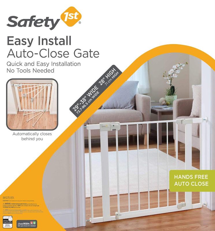 Photo 3 of This sturdy Safety 1st baby gate can be opened with one hand and adjusted to fit doorways and openings ranging from 29 to 38 inches wide.Closure Type:Magnetic
Pressure-mounted installation requires no tools, drilling, or hardware and allows for setting up