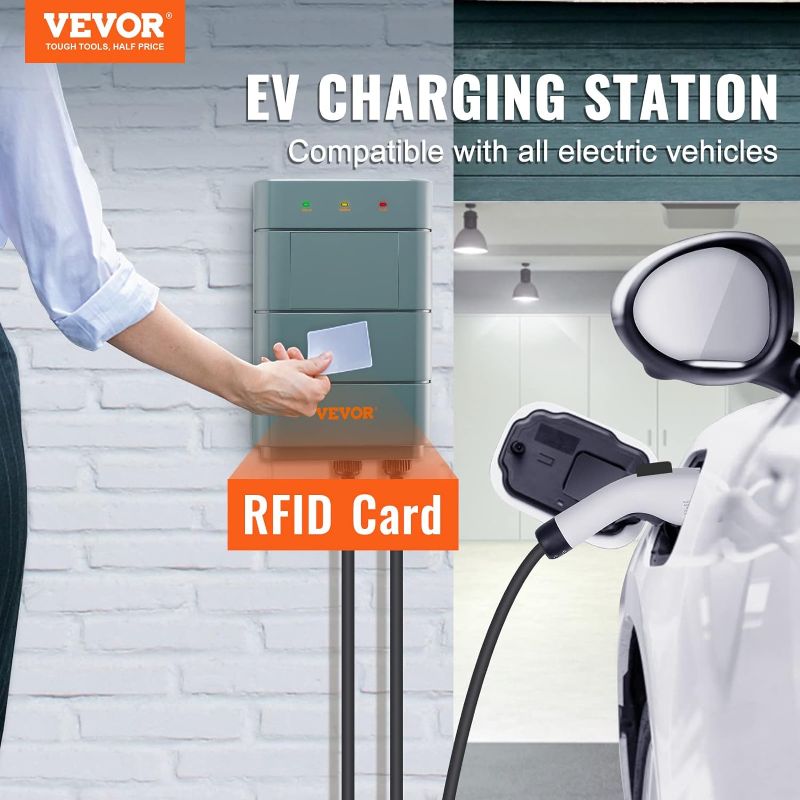 Photo 2 of VEVOR Level 2 Electric Vehicle Charging Station, 0-40A Adjustable, 9.6 kW 240V NEMA 14-50 Plug Smart EV Charger with WiFi, 22-Foot TPE Charging Cable for Indoor/Outdoor Use, ETL&Energy Star Certified