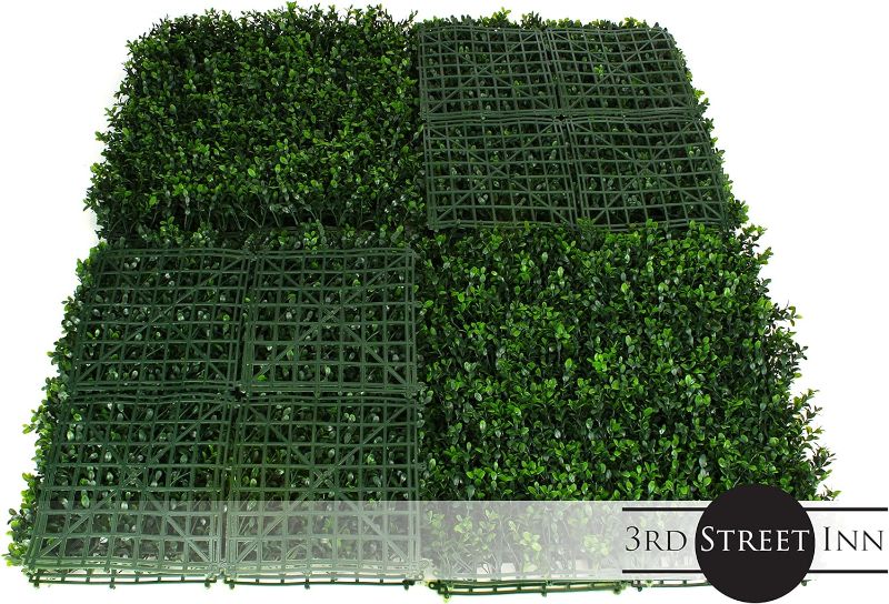 Photo 2 of 3rd Street Inn Greenery Panel - Artificial Hedge Wall - Fake Plant Wall Backdrop - Privacy Screen - Interlocking Panels - Indoor Outdoor Décor (4, Soft Touch Holly)