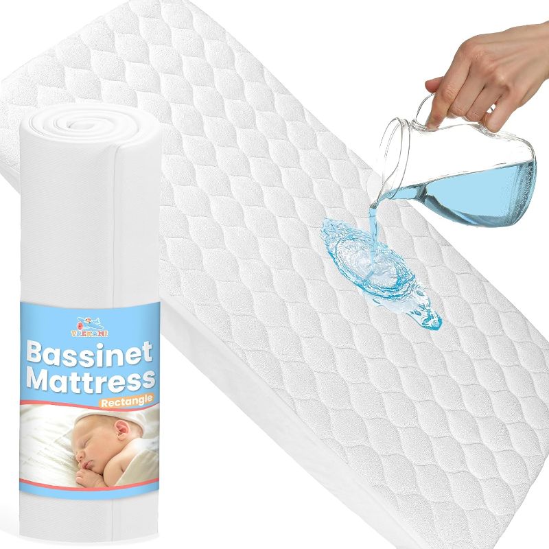 Photo 1 of Baby Bassinet Mattress Pad - Rectangle Bassinet Mattress 38x24 in with Waterproof  & Bassinet Mattress  - Rectangle Baby Mattress Fit for Moses Basket & Cradle