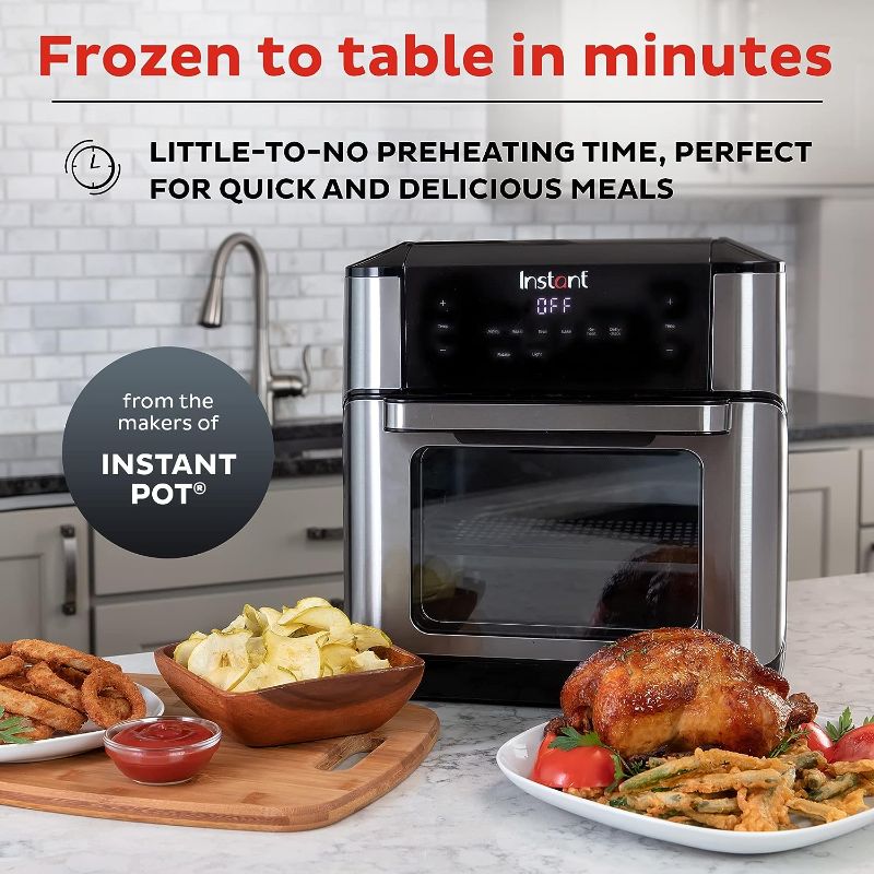 Photo 2 of Instant Pot 10QT Air Fryer, 7-in-1 Functions with EvenCrisp Technology that Crisps, Broils, Bakes, Roasts, Dehydrates, Reheats & Rotisseries, Includes over 100 In-App Recipes, Stainless Steel