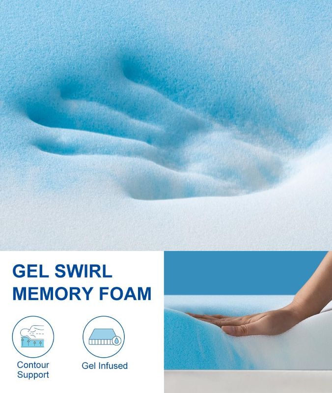 Photo 2 of BedStory 4 inch Memory Foam Mattress Topper Queen, Cooling Gel Mattress Topper, Memory Foam Bed Topper, Soft Foam Topper Mattress Pad for Back Pain, Pressure Relieve,