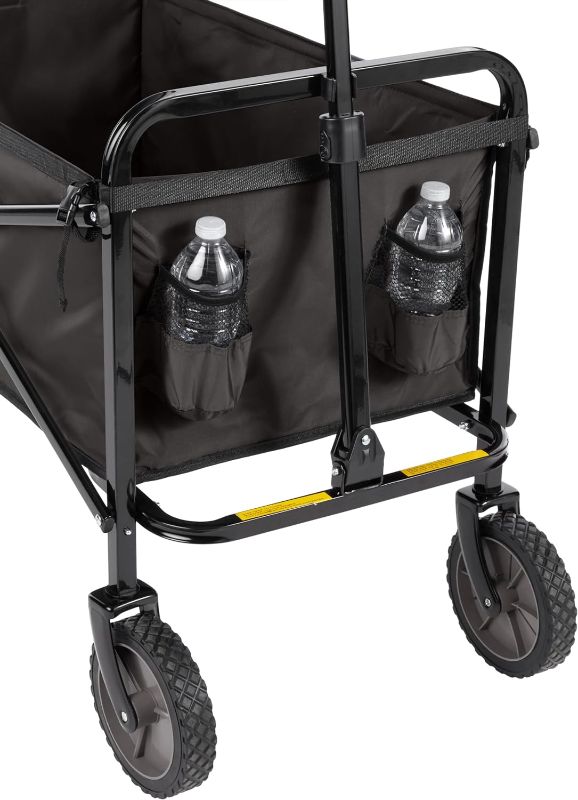Photo 3 of Amazon Basics Collapsible Folding Outdoor Utility Wagon with Cover Bag, Black