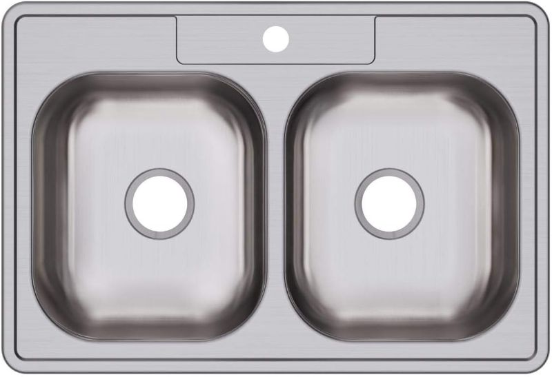 Photo 1 of Dayton D233221 Equal Double Bowl Top Mount Stainless Steel Sink, 33 x 22 x 6.5