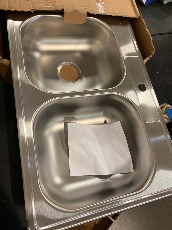 Photo 5 of Dayton D233221 Equal Double Bowl Top Mount Stainless Steel Sink, 33 x 22 x 6.5