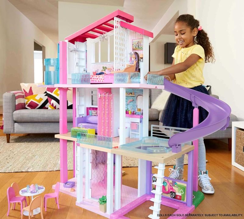 Photo 2 of 
Barbie DreamHouse Dollhouse with 70+ Accessories, Working Elevator & Slide, Transforming Furniture, Lights & Sounds (Amazon Exclusive), Multicolor
