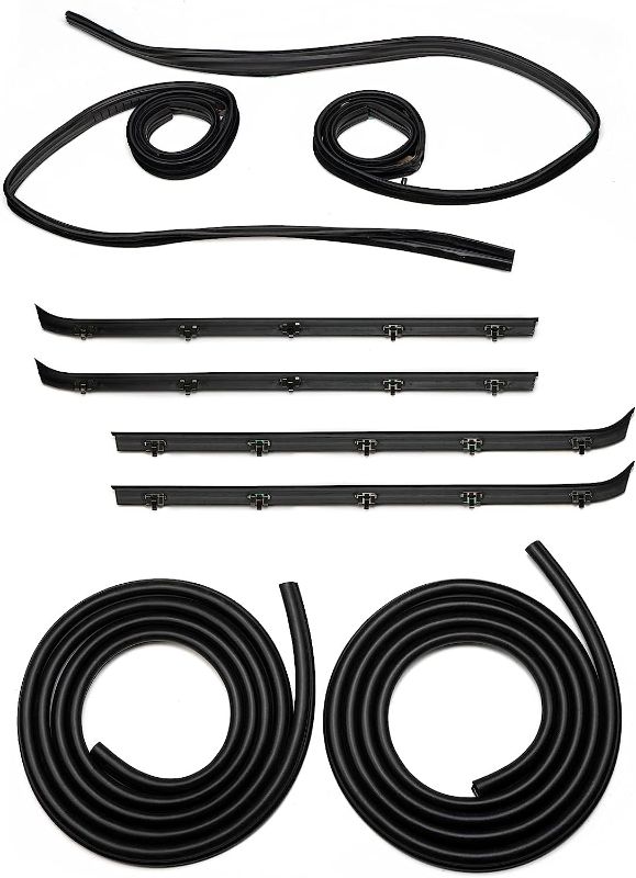 Photo 1 of Front Door Window Molding Rubber Felt Trim Seal Weatherstrip Kit Compatible with GMC C1500 C2500 C3500 K1500 K2500 K3500 Jimmy Chevy C10 C20 C30 K10 K20 K30 Blazer Suburban V1500 R1500