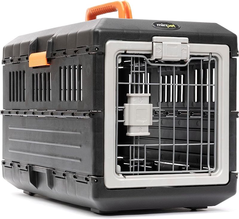 Photo 1 of USA Pet Carrier & Crate 21'' - Premium Collapsible Design for Cats and Dogs - Portable Kennel for Small Pets - Indoor/Outdoor - 360-Degree Ventilation & Hard Plastic Wall Protection