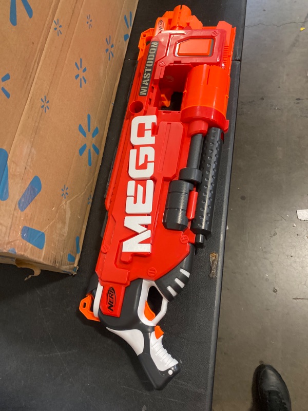 Photo 2 of Dominate Nerf blaster competitions with the Mega Mastodon blaster, the first-ever motorized Nerf Mega blaster.
Storm into the action with this mighty Nerf blaster and launch 2 dozen Mega Whistler darts with the screaming fury of a rampaging beast.
The Ner