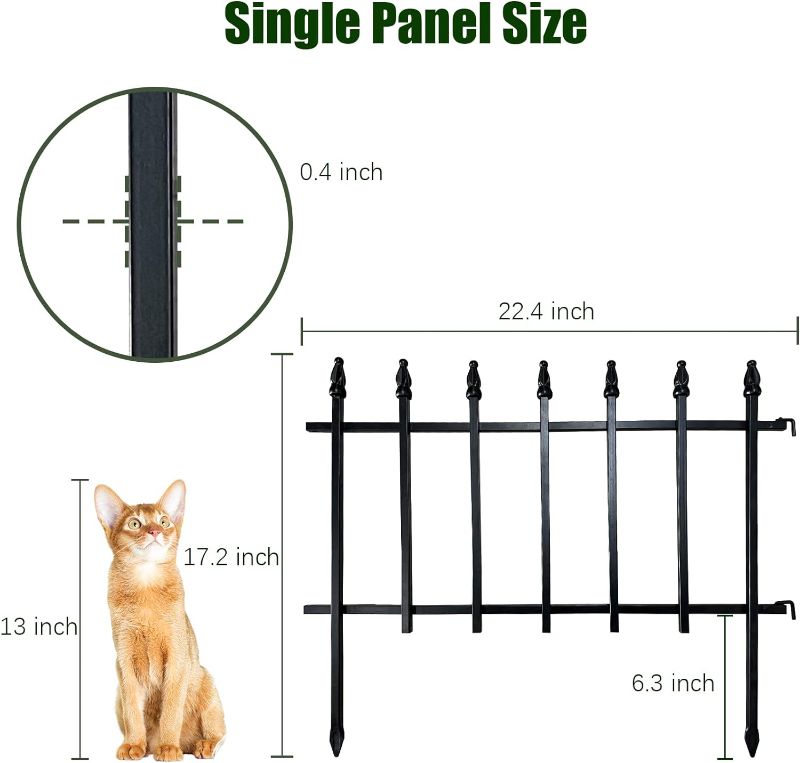 Photo 1 of Metal Decorative Garden Fence 22" Wide x 18" High (5 Panels, Total Length 9.17 feet), Metal Border Folding Fence, Landscape Fencing for Flower Bed, Yard, Animal Barrier (Black)