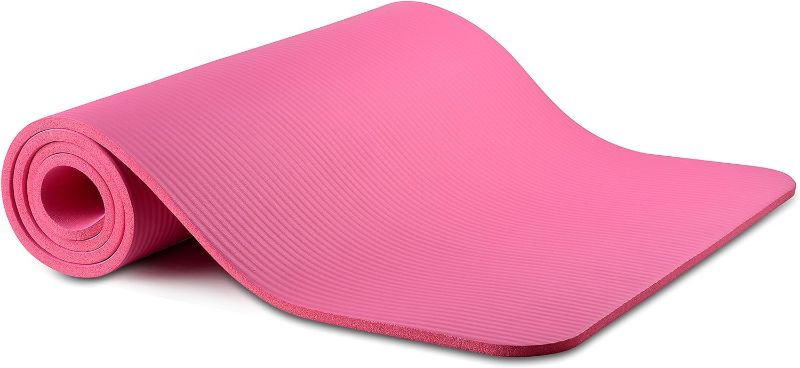 Photo 2 of Signature Fitness All Purpose 1/2-Inch Extra Thick High Density Anti-Tear Exercise Yoga Mat with Carrying Strap with Optional Yoga Blocks, Multiple Colors