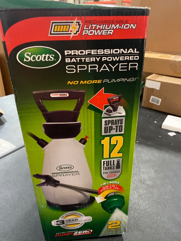 Photo 3 of Scotts 190567 Lithium-Ion Battery Powered Pump Zero Technology Sprayer, 2-Gallon