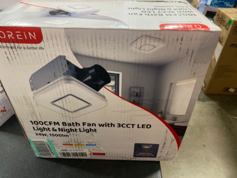 Photo 3 of Bathroom Exhaust Fan with Light, 110 CFM 1.0 Sones 34W Bathroom Fan with LED Light Combo, Bathroom Vent Fan with Light Combo 5000K for Home Bath Office Hotel