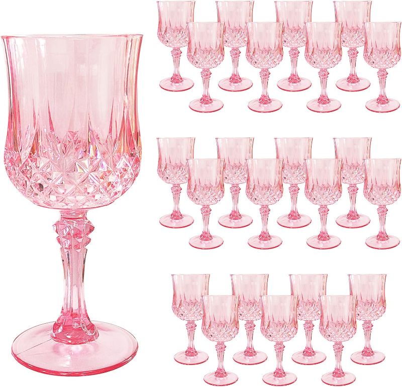 Photo 1 of 48  Pcs Plastic Pink Wine Glasses?Plastic Cordial Glasses?Plastic Goblets?Pink Plastic Goblets?Plastic Wine Glasses?Can be Used for Weddings, Everyday Fun Parties and More!