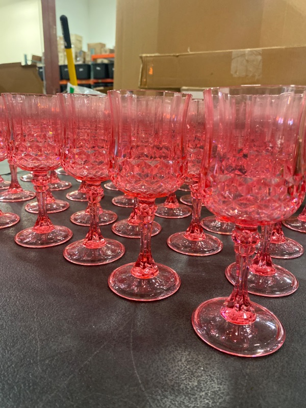 Photo 3 of 48  Pcs Plastic Pink Wine Glasses?Plastic Cordial Glasses?Plastic Goblets?Pink Plastic Goblets?Plastic Wine Glasses?Can be Used for Weddings, Everyday Fun Parties and More!