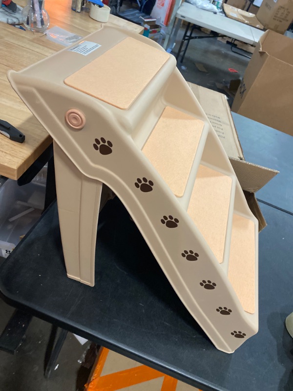 Photo 3 of Pet Stairs - Home and Vehicle Foldable Nonslip Dog Steps with 4-Step Design - For Puppies, Kittens, and Other Small Pets by PETMAKER (Tan)