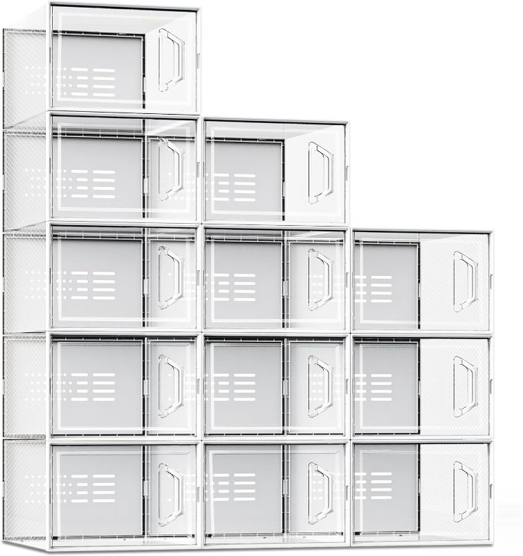 Photo 1 of SEE SPRING X-Large Shoe Storage Box Fit Size 11, Clear Plastic Stackable Shoe Organizer for Closet, Space Saving Sneaker Shoe Rack Containers Bins Holders for Entryway, Under Bed, 12 Pack Clear