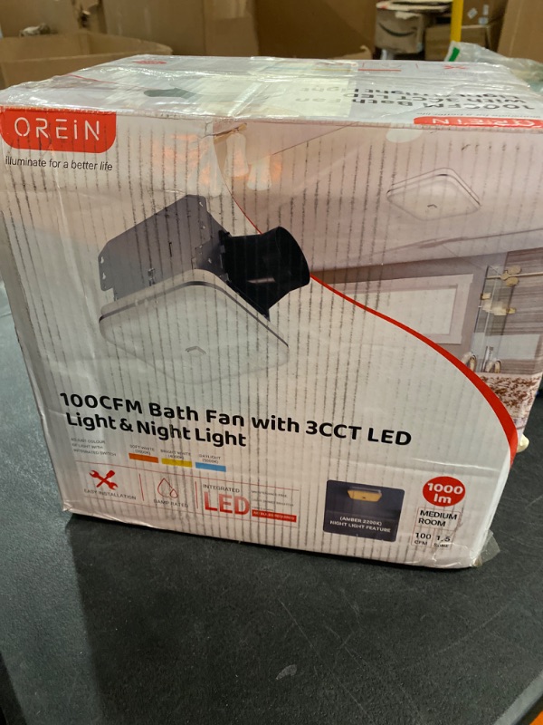 Photo 3 of OREiN Bathroom Exhaust Fan with Light, 110 CFM 2.0 Sones, 27W Bathroom Fan with Light for Home, 1500lm LED Light 3000K/4000K/5000K Selectable & Nightlight, FCC/ETL Listed, Bathroom Fan Light Combo