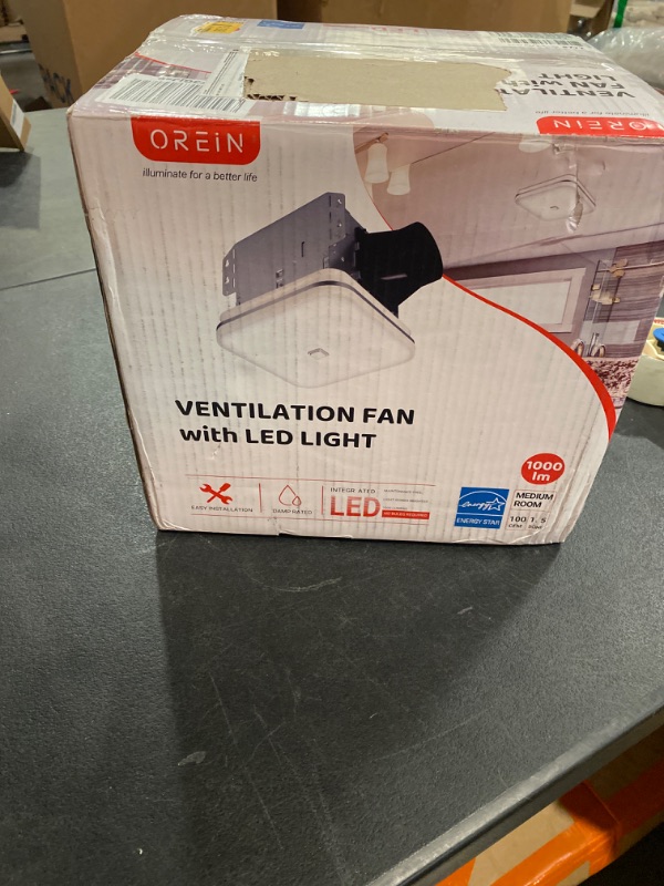 Photo 3 of OREiN Bathroom Exhaust Fan with Light, 100 CFM 1.5 Sones, 25W Bathroom Fan with Light for Home, 1000lm LED Light 3000K/4000K/5000K Selectable & Nightlight, FCC/ETL Listed, Bathroom Fan Light Combo