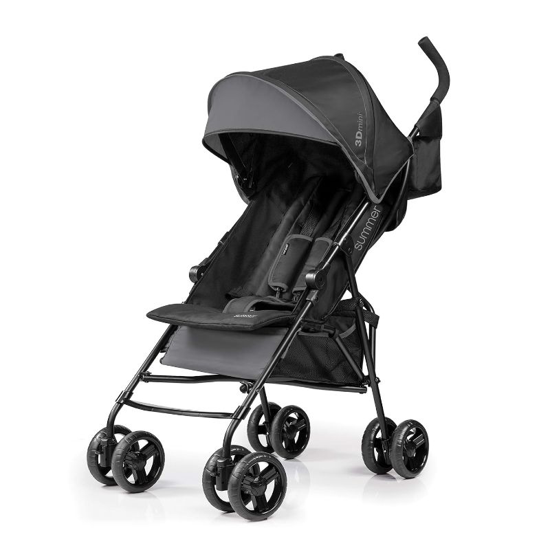 Photo 1 of Summer Infant, 3D Mini Convenience Stroller – Lightweight Stroller with Compact Fold MultiPosition Recline Canopy with Pop Out Sun Visor and More – Umbrella Stroller for Travel and More, Gray
