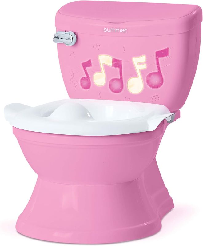 Photo 1 of Summer Infant My Size Potty Lights and Songs Transitions,Pink–Realistic Potty Training Toilet with Interactive Handle that Plays Music for Kids,Removable Potty Topper/Pot,Wipe Compartment,Splash Guard
